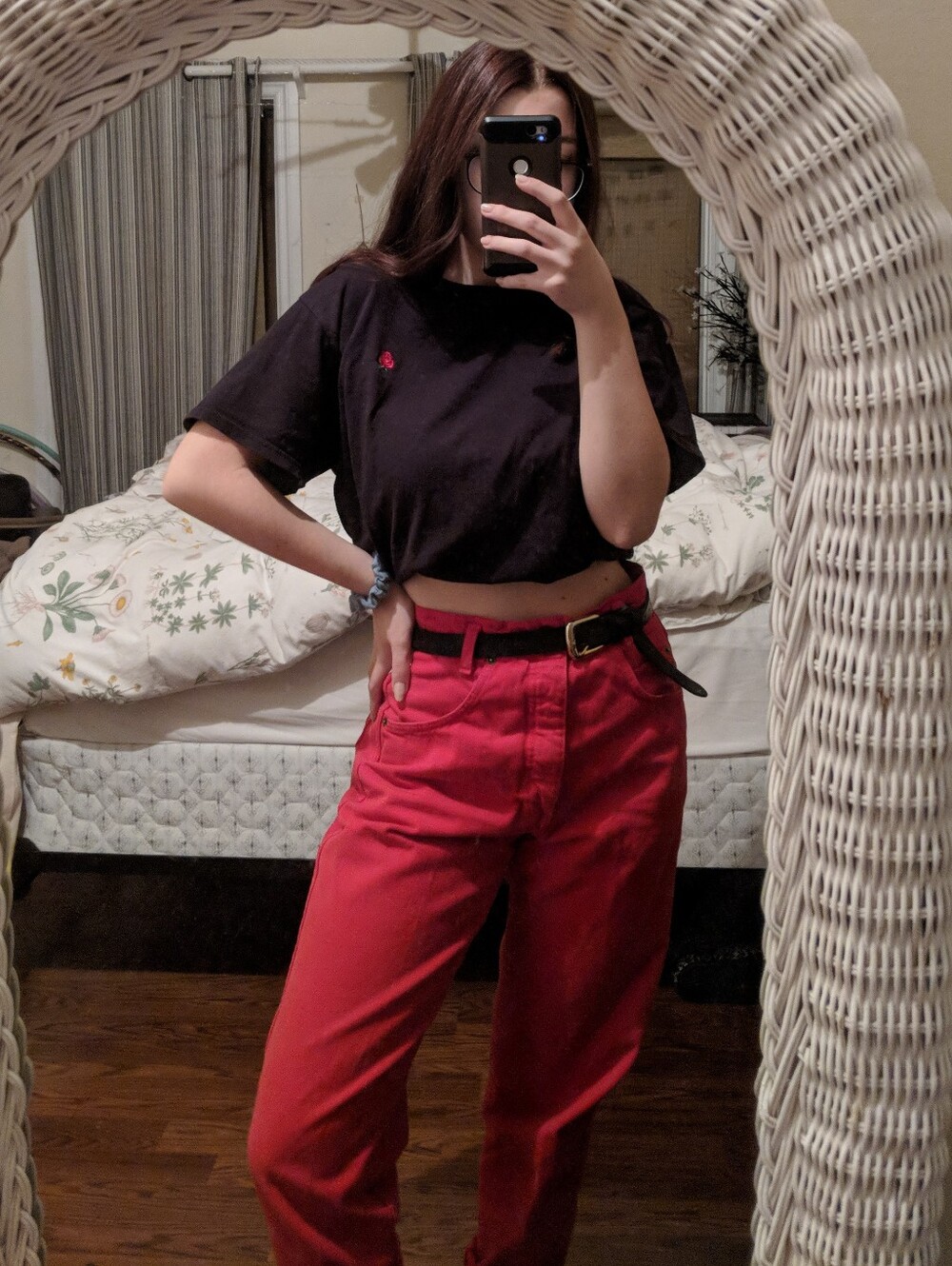 Women’s High-Rise Red Straight-Leg Jeans